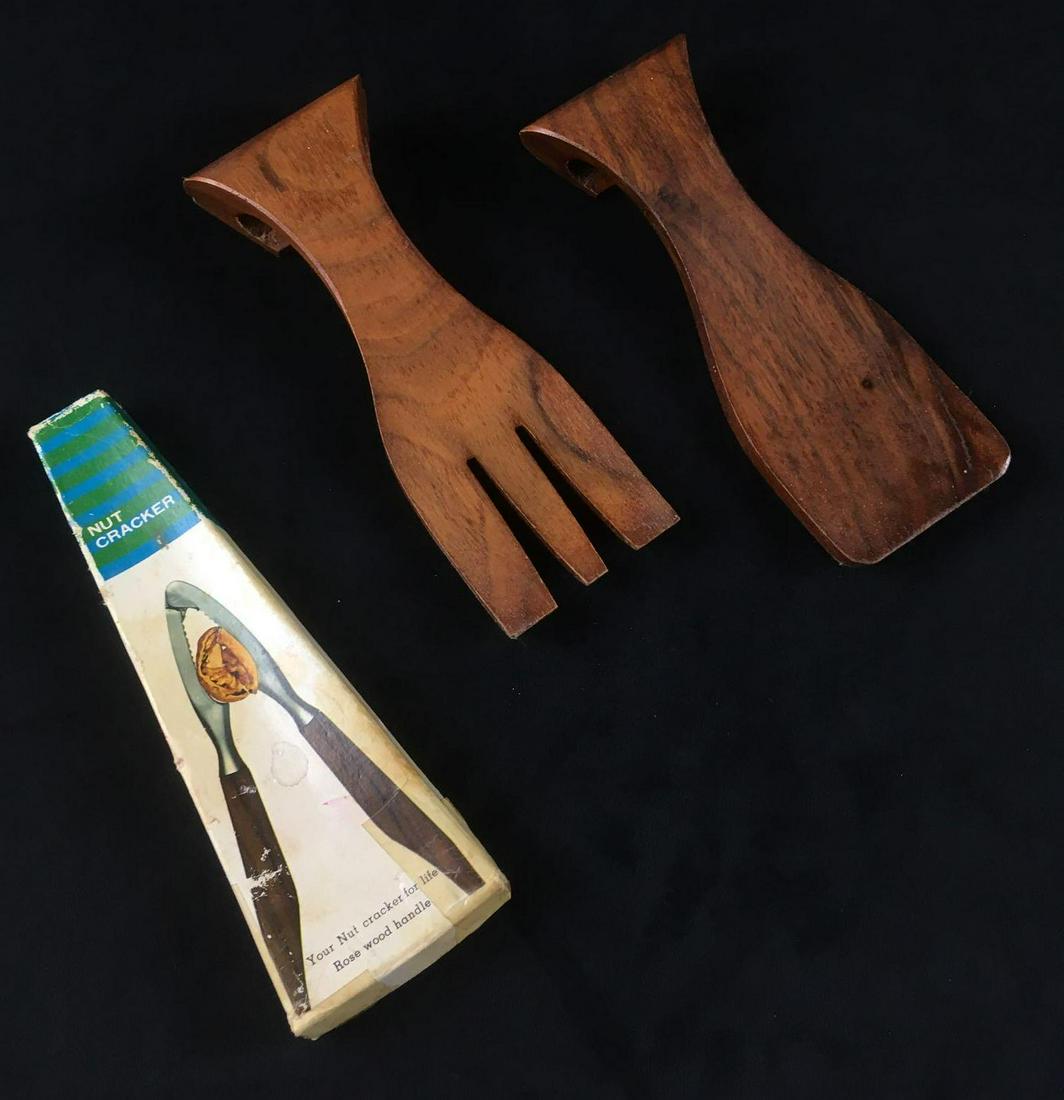 Wood Salad Spoon and Fork Tongs and Nut Cracker (1 of 4)