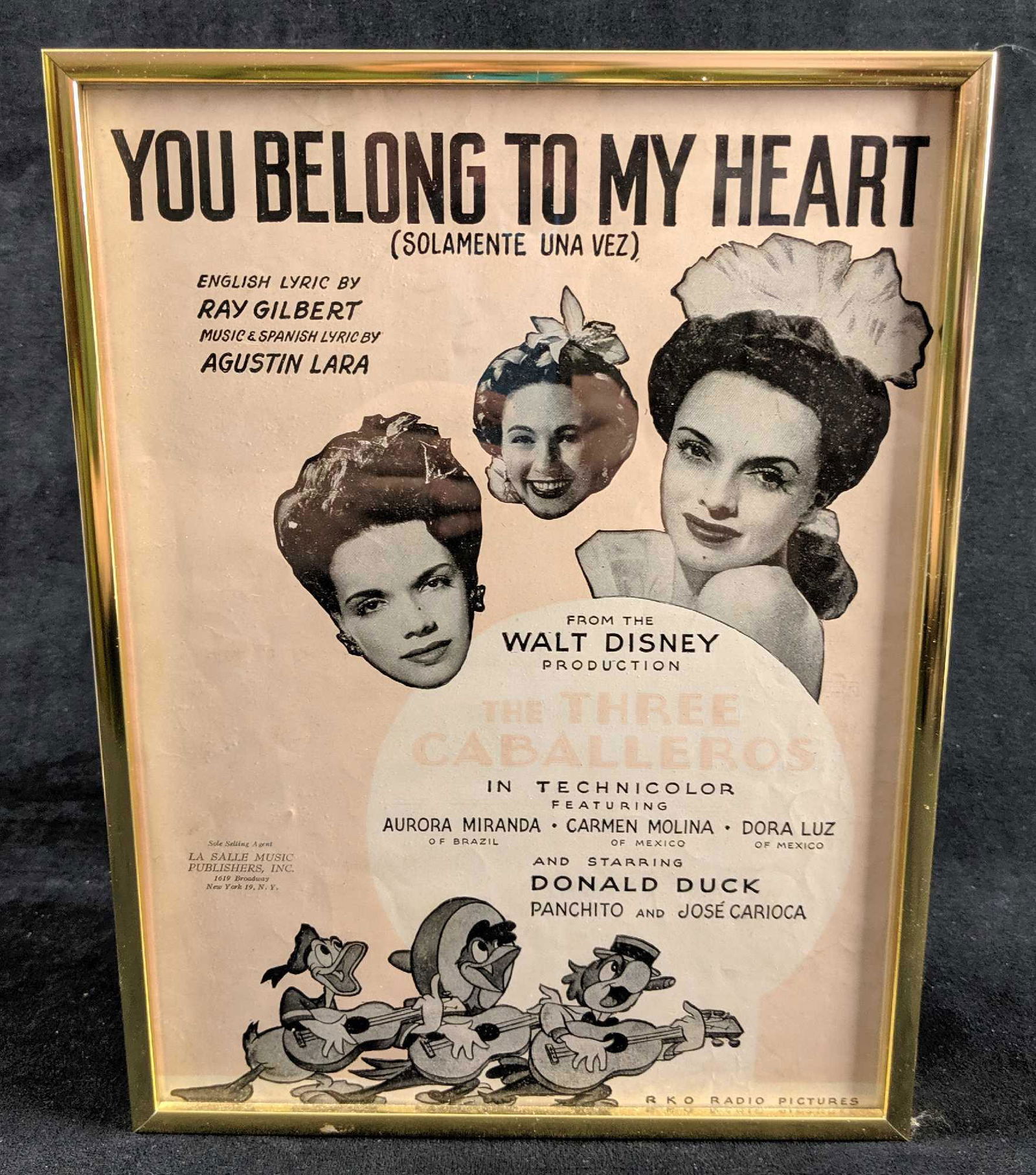 Disney 1943 Framed You Belong To My Heart Sheet Music (1 of 7)