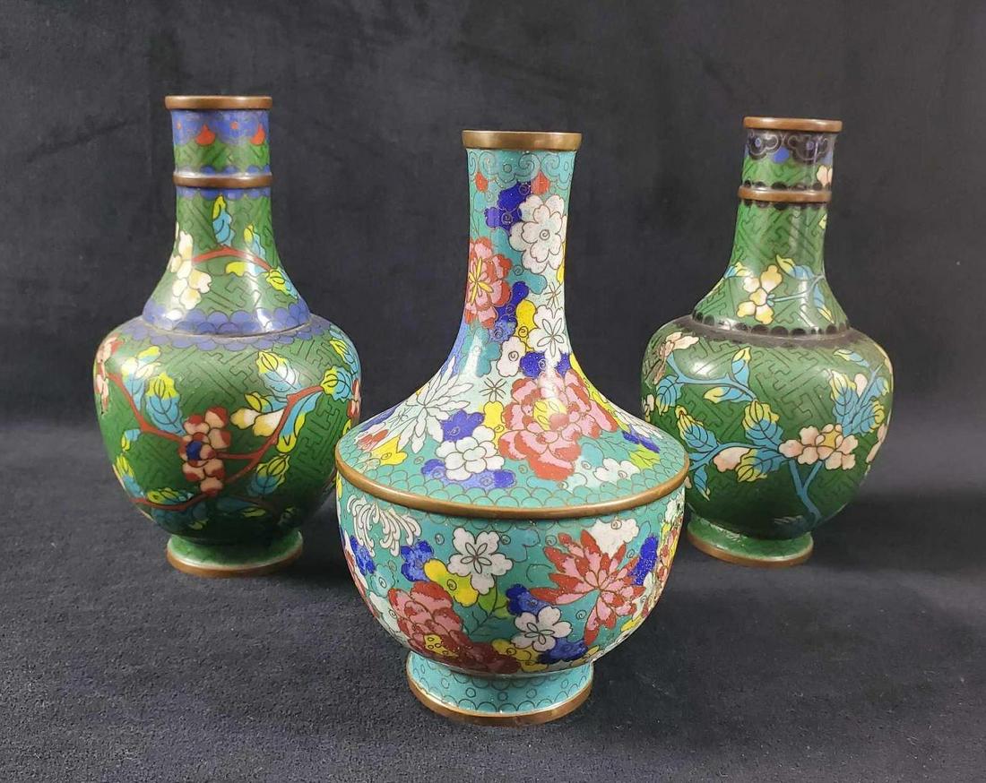 Vintage Brass Cloisonne Chinese Mini Vases (1 of 8)