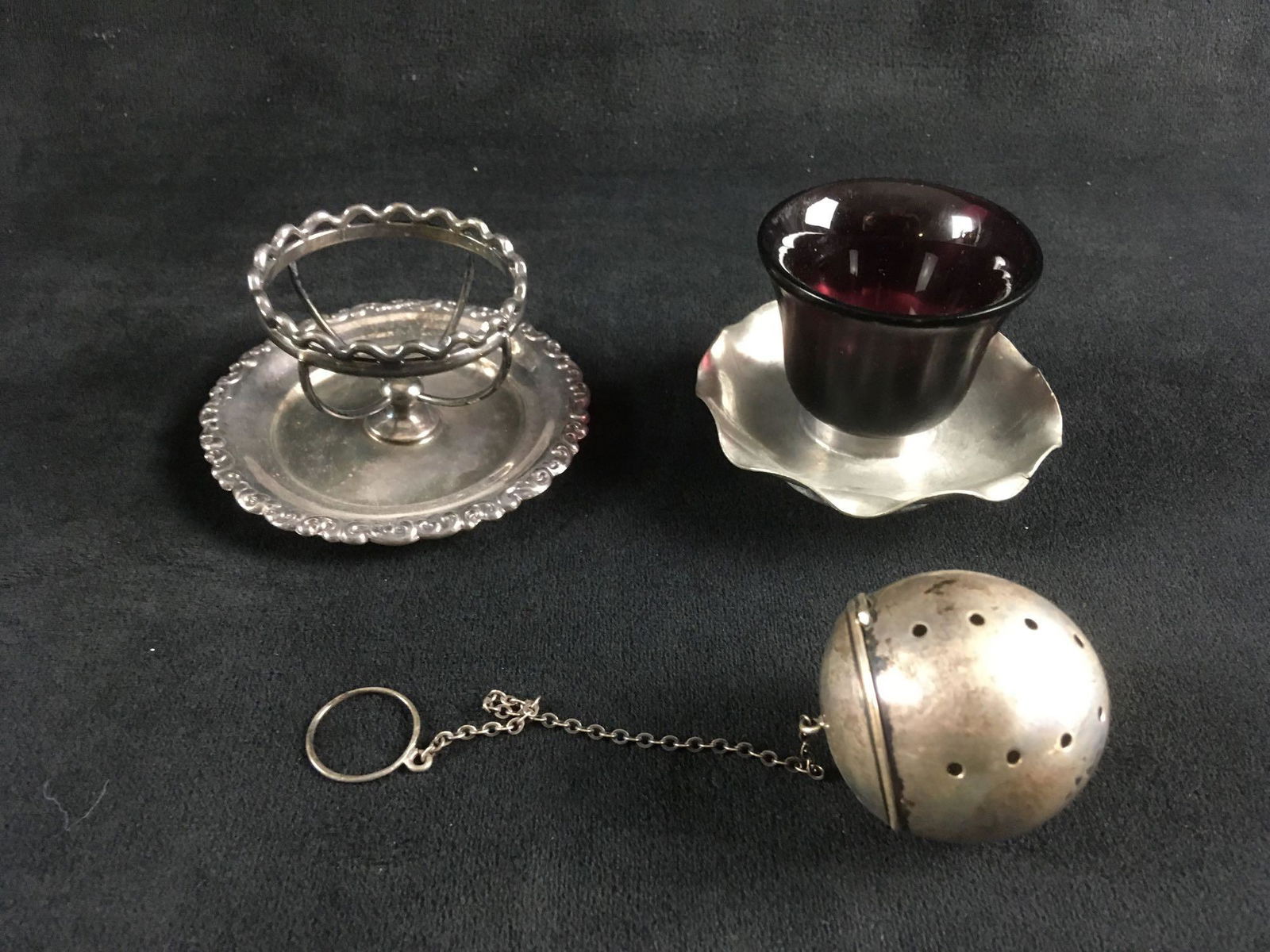 Vintage Breakfast Set of Tea Infuser and Egg Stand and (1 of 5)
