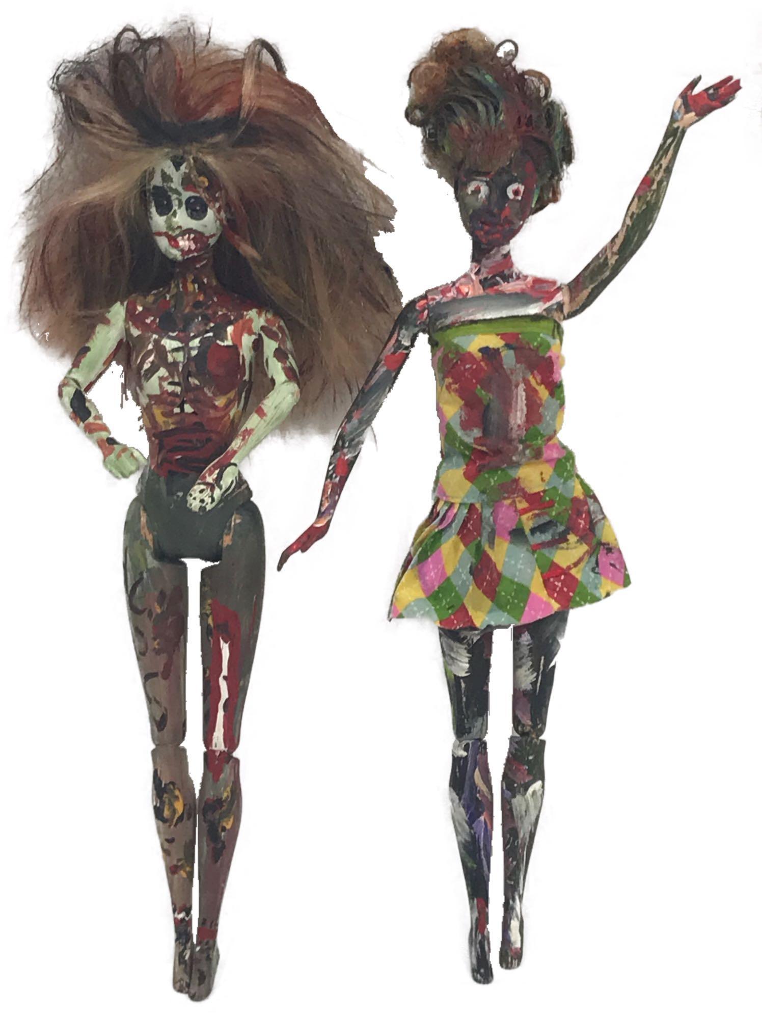 Two Halloween/Day of the Dead Hand-painted Barbie Dolls (1 of 11)
