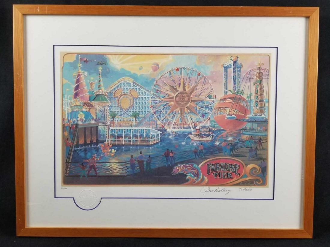 Disney Cast Member California Adventure Commemorative: Disney Cast Member California Adventure Commemorative Series Paradise Pier. This concept artwork by Tim Delaney is from a Limited Edition series and is number 71/4000 and is hand signed in pencil on t