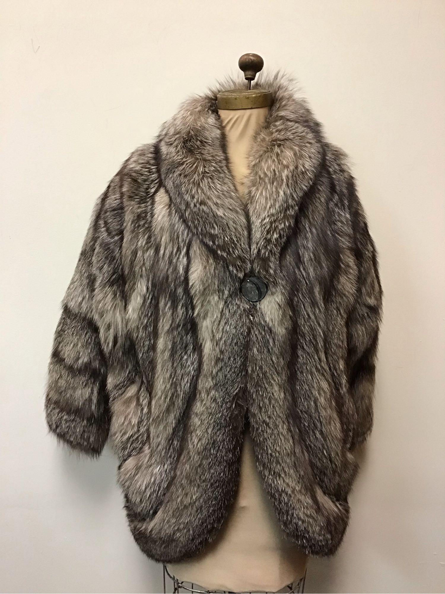 Indigo Fox Fur Coat Jacket Vintage Fashion (1 of 8)