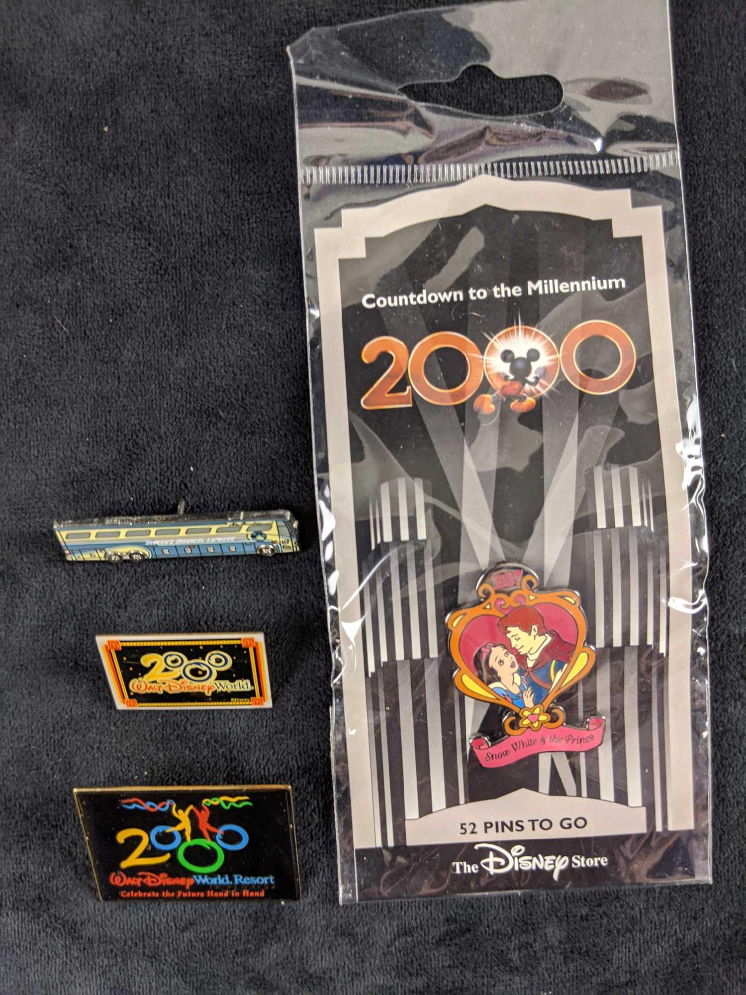 Disney Pins Lot Of Five: This lot includes: One Countdown To The Millennium Snow White & Prince pin.Sealed pin shows the Prince and Snow White along with the year 1937, which was when Snow White And The Seven Dwarfs animated