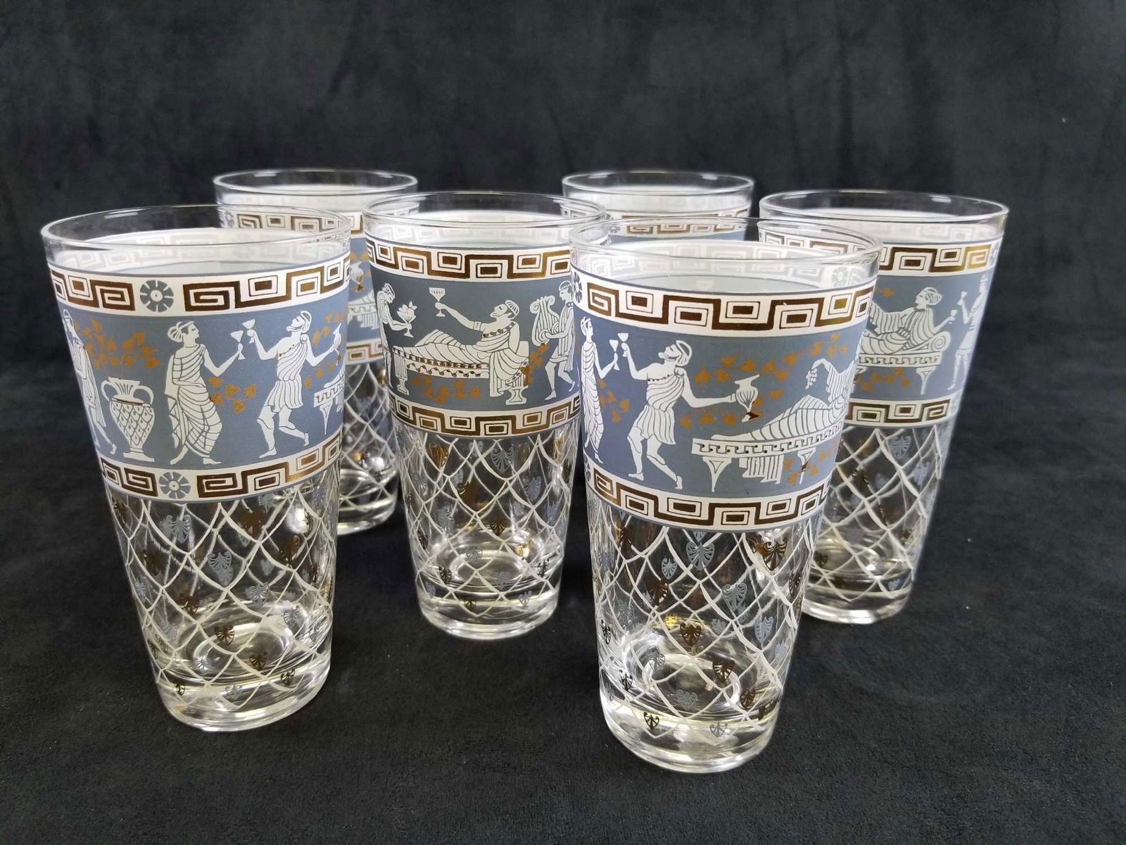 Set of 6 Greek Revival Wedgewood Blue And Gold HighBall (1 of 5)