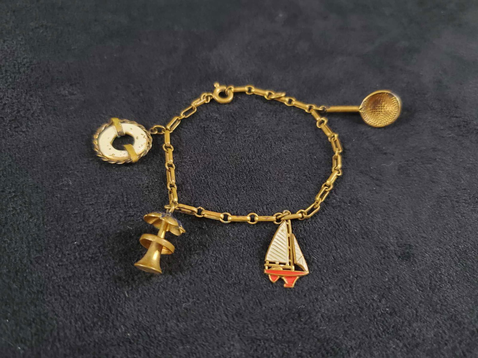 1930s Brass Nautical Charm Bracelet (1 of 8)