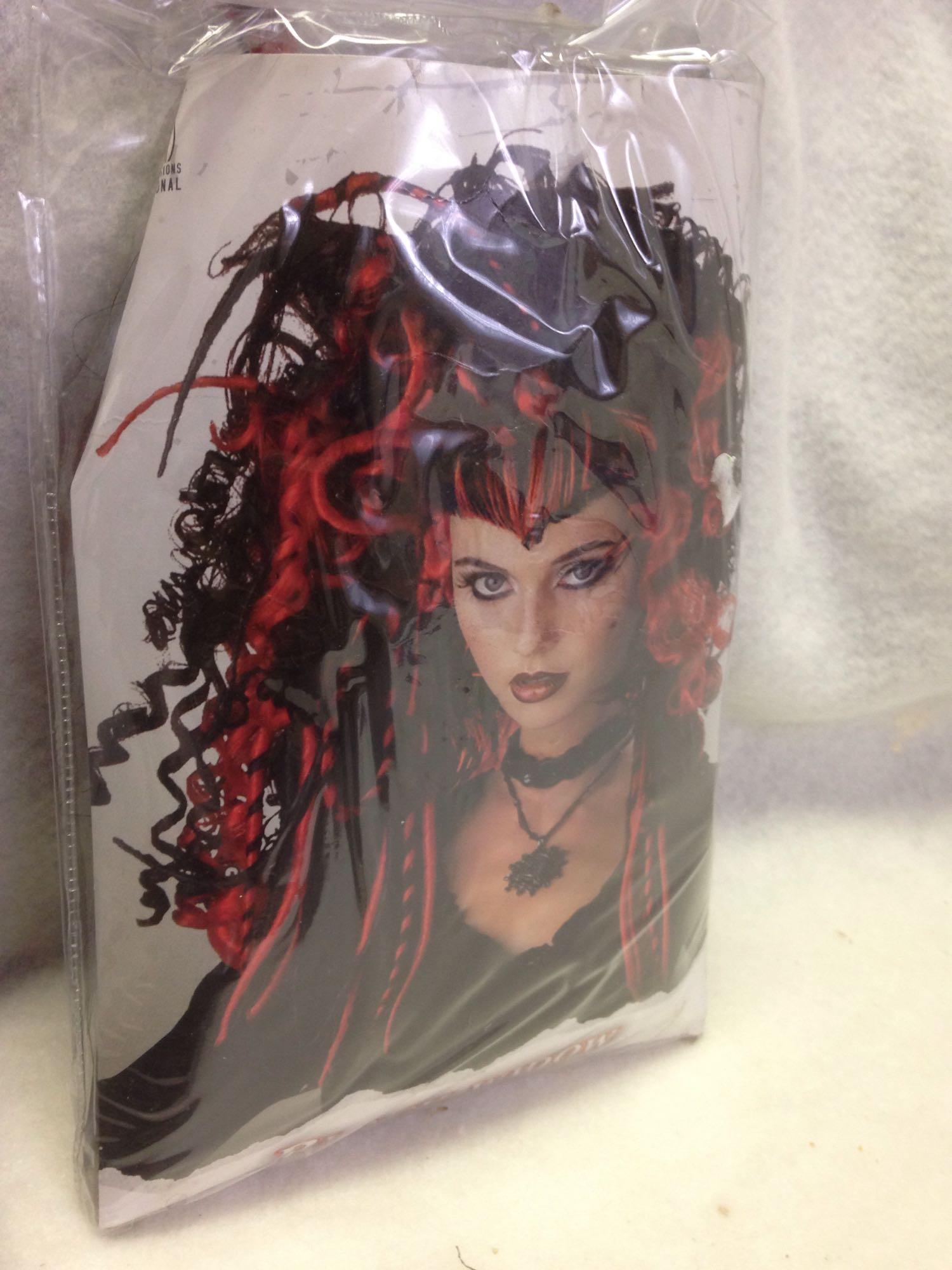 NOS-Halloween Wig-Black Widow-Goth Girl-Red/Black (1 of 3)