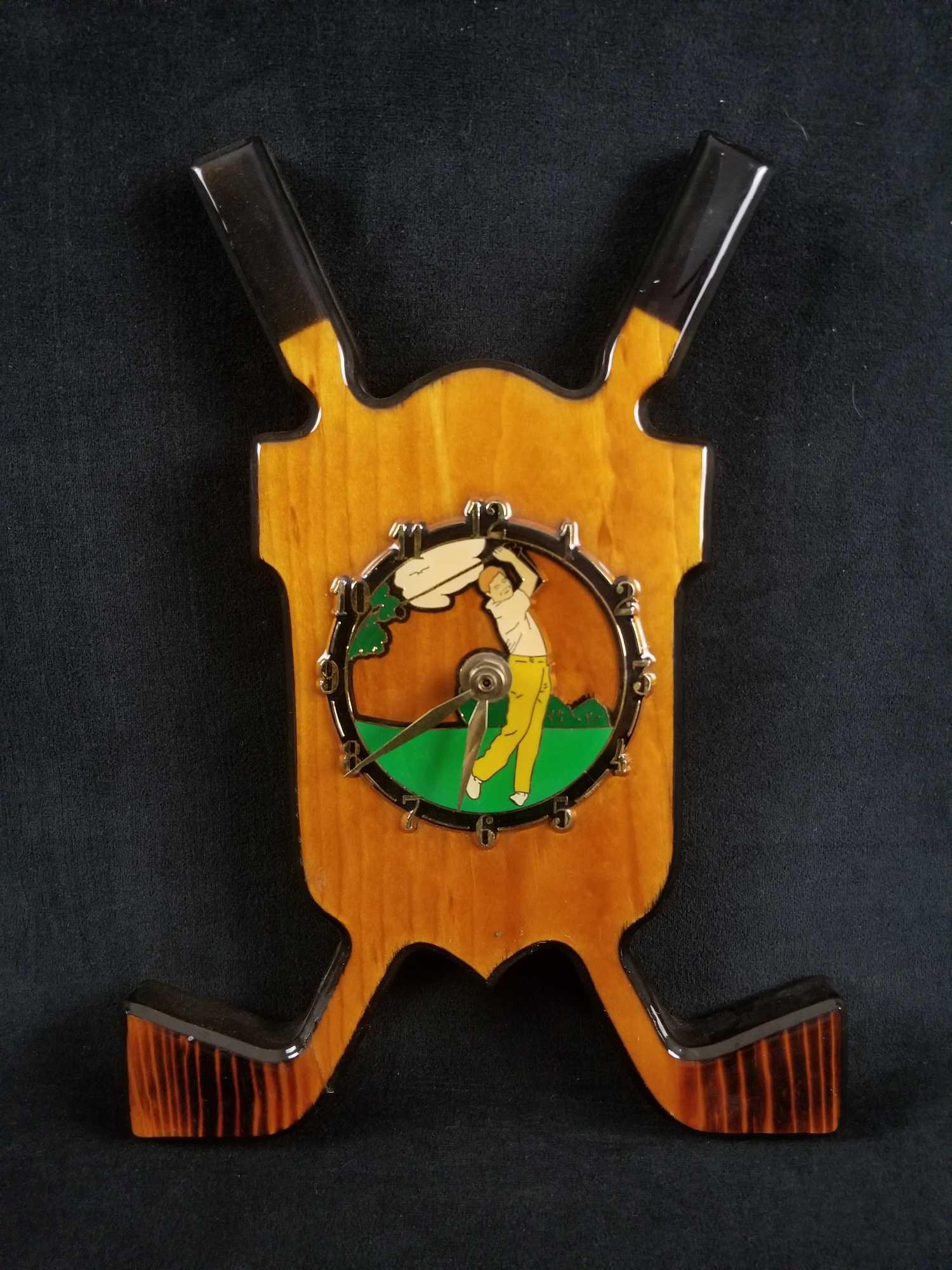 Vintage Wooden Golf Wall Clock Tee Grounds Clubs Green (1 of 6)