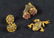 Gold Tone Art Deco Floral Earrings and Frog Pin
