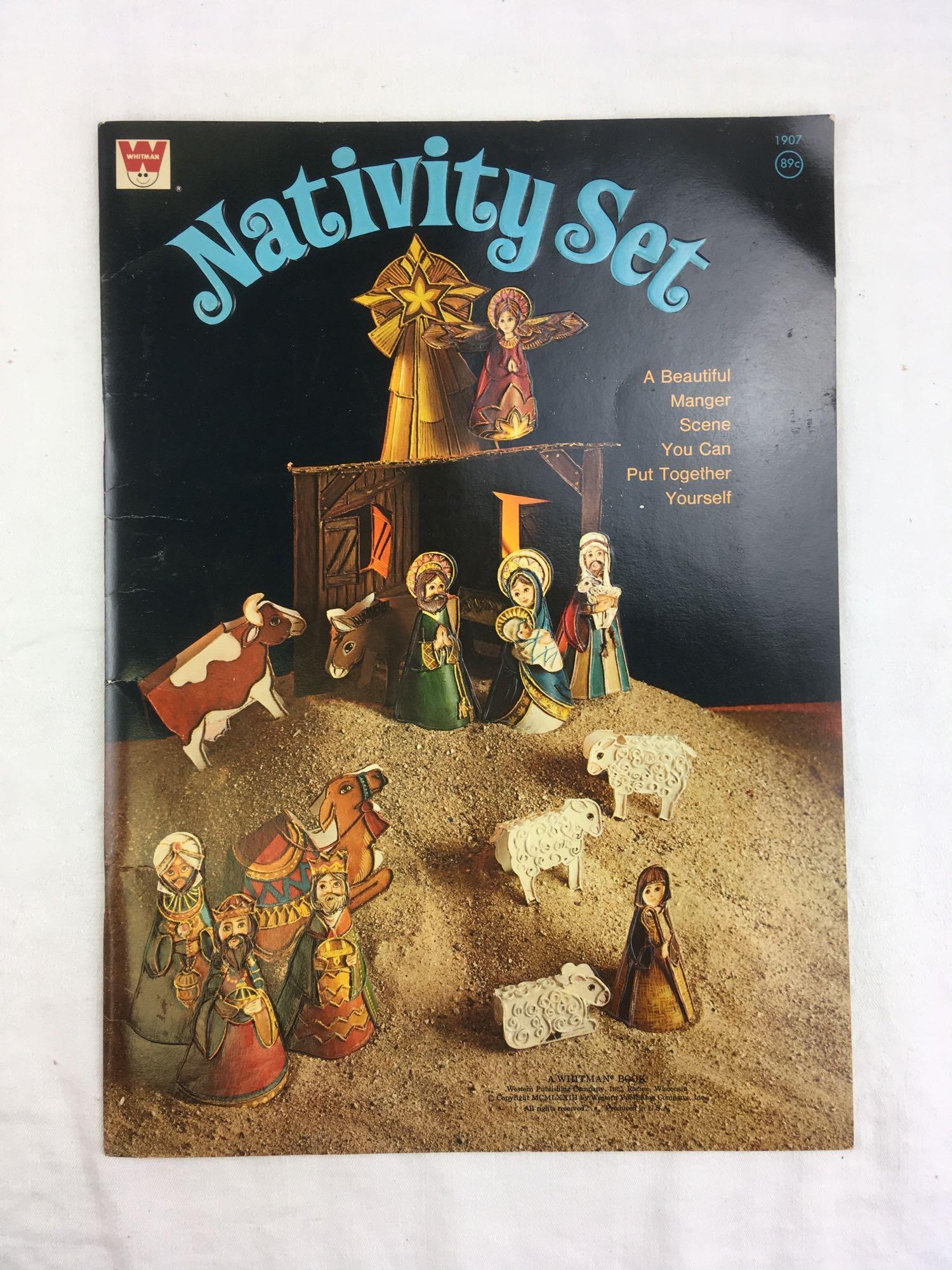 Vintage Whitman Nativity Set Punchout Book: Vintage Whitman Nativity Set Punch-out Book; this is a complete book with all characters and elements in like new condition (not removed from the pages). It is marked 1973. It measures 10" x 14".