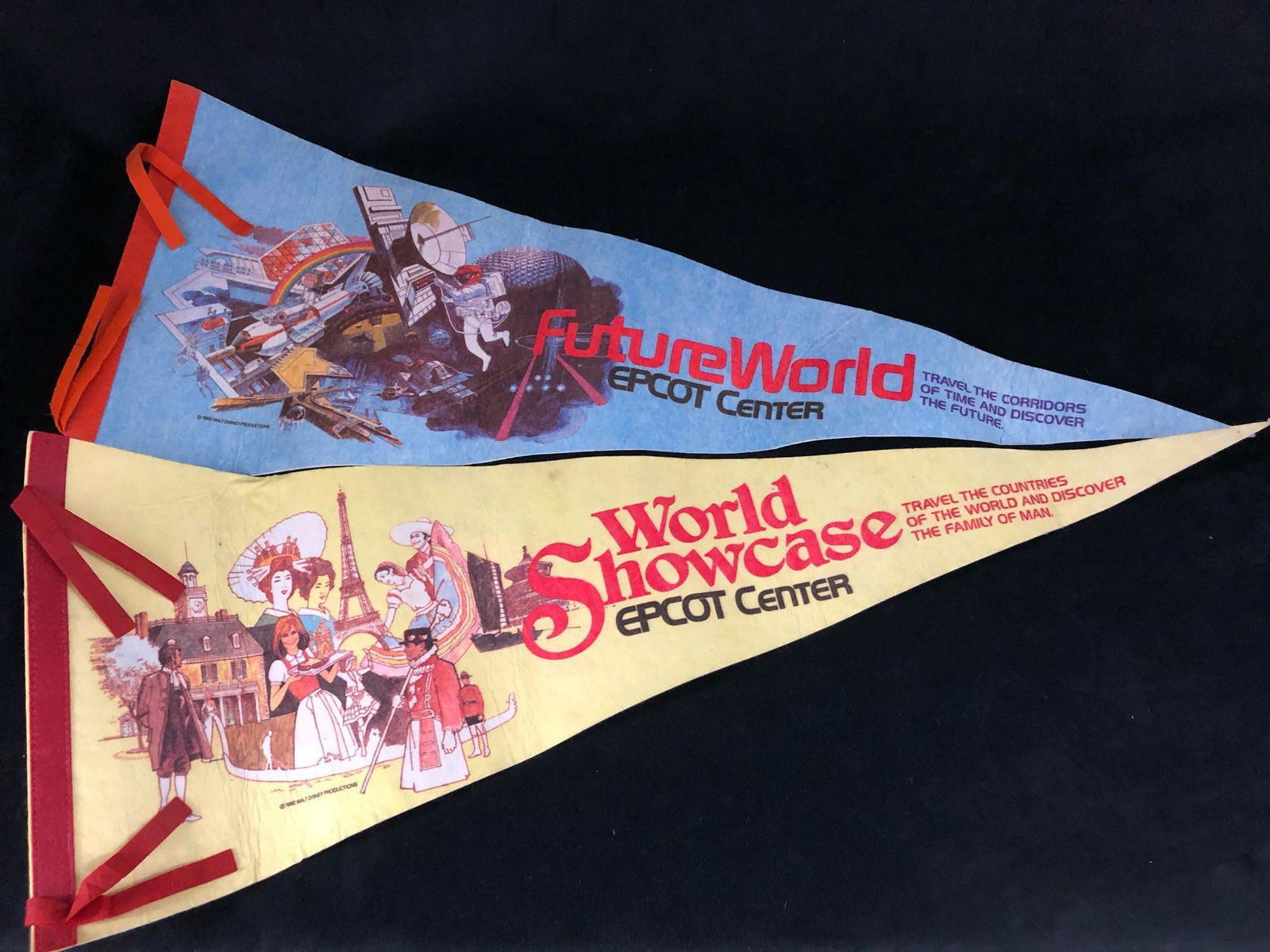 Vintage Lot Of Two 1982 Disney Epcot Pennants (1 of 11)
