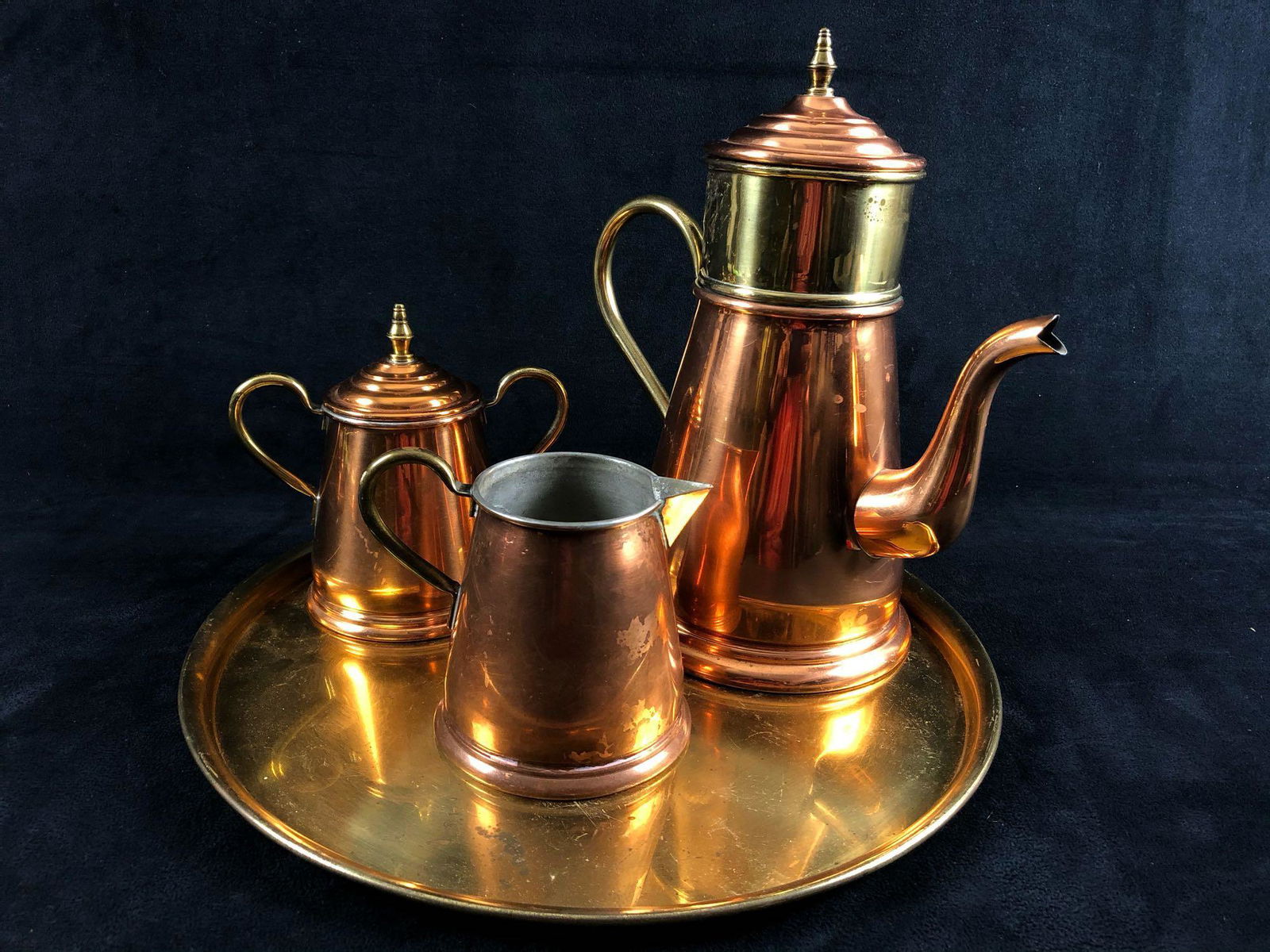 Vintage Royal Holland Daalderop 3pc Copper Coffee Tea (1 of 16)