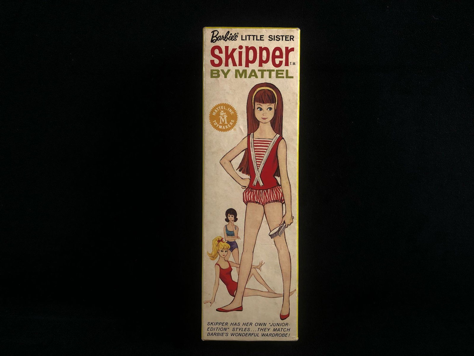 Vintage Mattel Barbies Little Sister Skipper Doll #: Vintage Mattel Barbies Little Sister Skipper Doll w/Box & Pamphlet. This doll is in good condition with some scuffing to her face and green highlights.