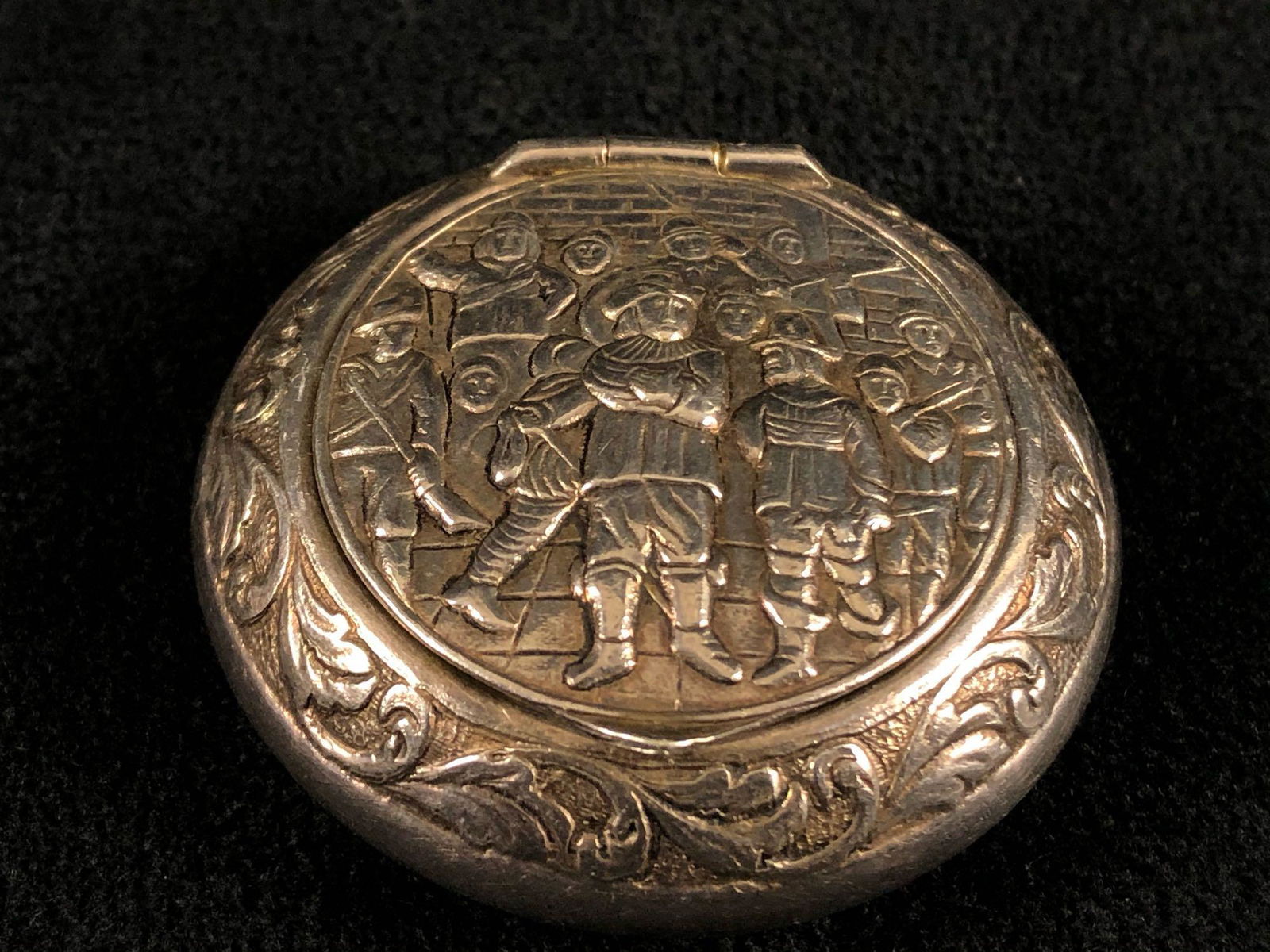 VINTAGE STERLING REPOUSSE SNUFF, PILL BOX, COIN, (1 of 10)