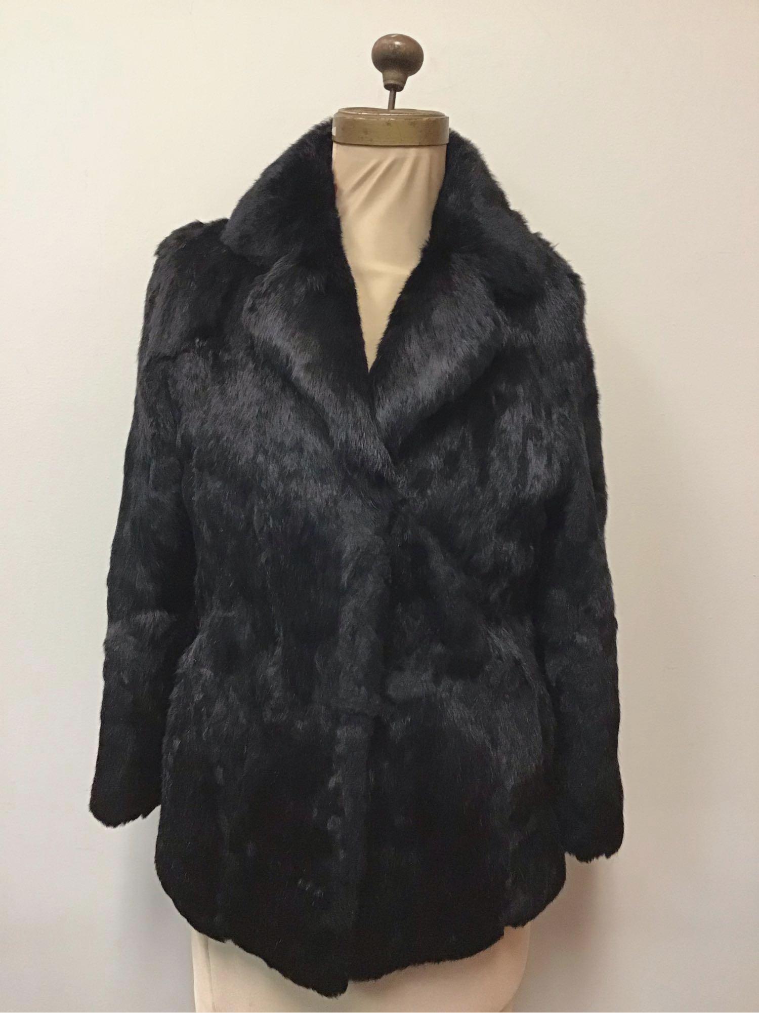 Rabbit Fur Jacket Coat Black Women Fashion (1 of 6)