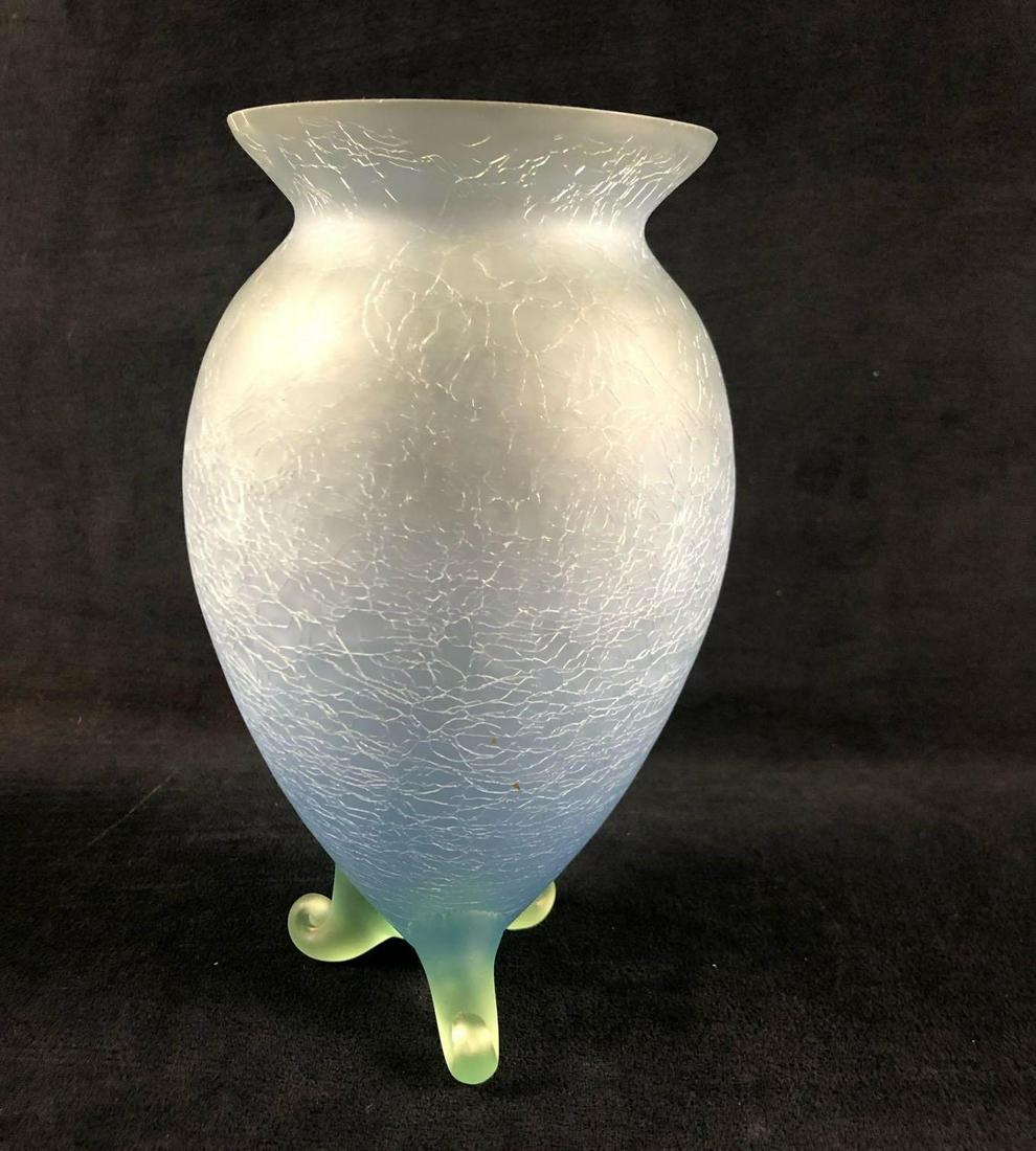 Decorative Crackle Glass Art Snail Pedestal Vase Home (1 of 10)
