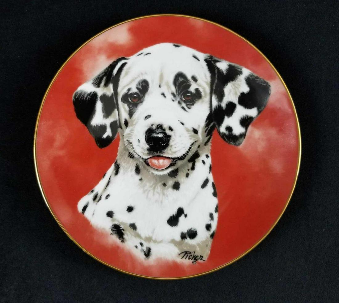 Dalmation Commemorative Plate by Linda Picken Princeton: Dalmatian Commemorative Plate by Linda Picken, manufactured by Princton Gallery, crafted in Japan in 1992. This is a limited edition piece and is made from fine porcelain. This plate depicts a highly 
