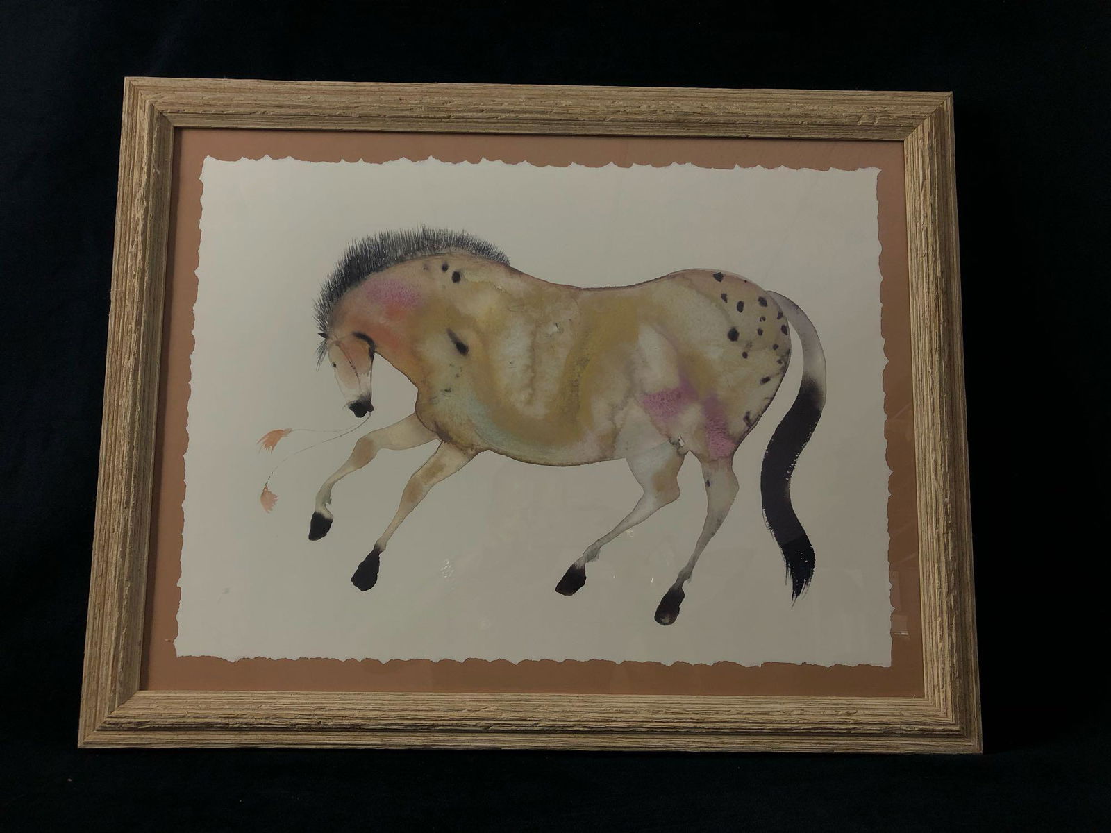 Vintage Water Color Southwestern Bucking Bronco Horse (1 of 4)