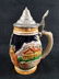 Vintage German Beer Stein with Pewter LId featuring