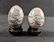 Grey And White Ceramic Chinese Eggs On Stand Set Of Two