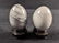 Grey And White Ceramic Chinese Eggs On Stand Set Of Two - 4