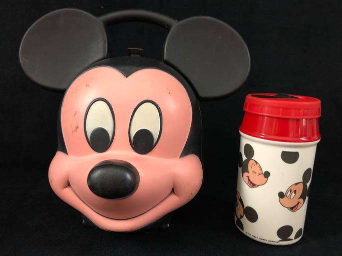 Vintage Disney Mickey Mouse Head Lunch Box Kit Aladdin