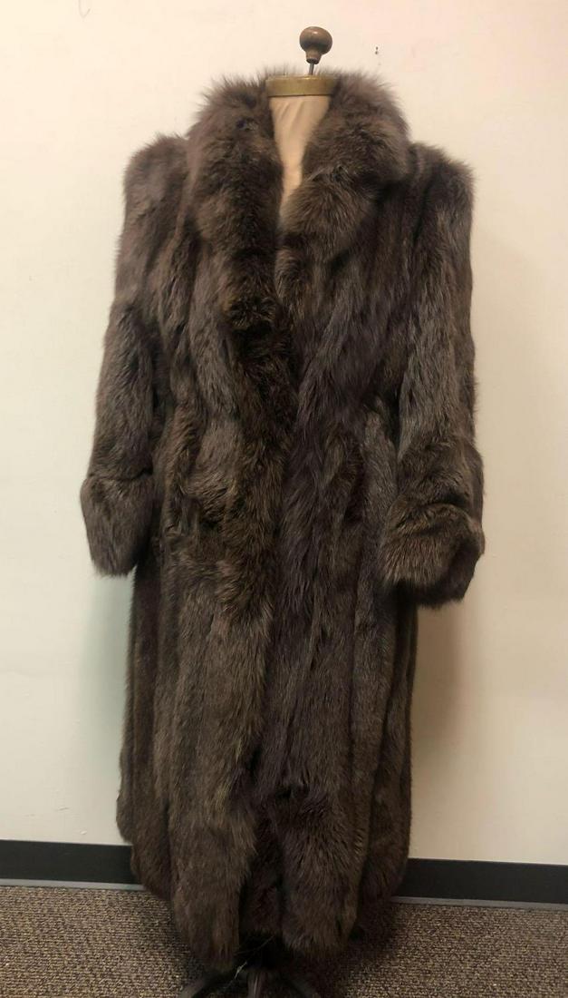 Full-Length Brown Fox Fur Coat (1 of 7)