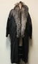 Black Leather Coat Indigo Fox Collar Fur Jacket