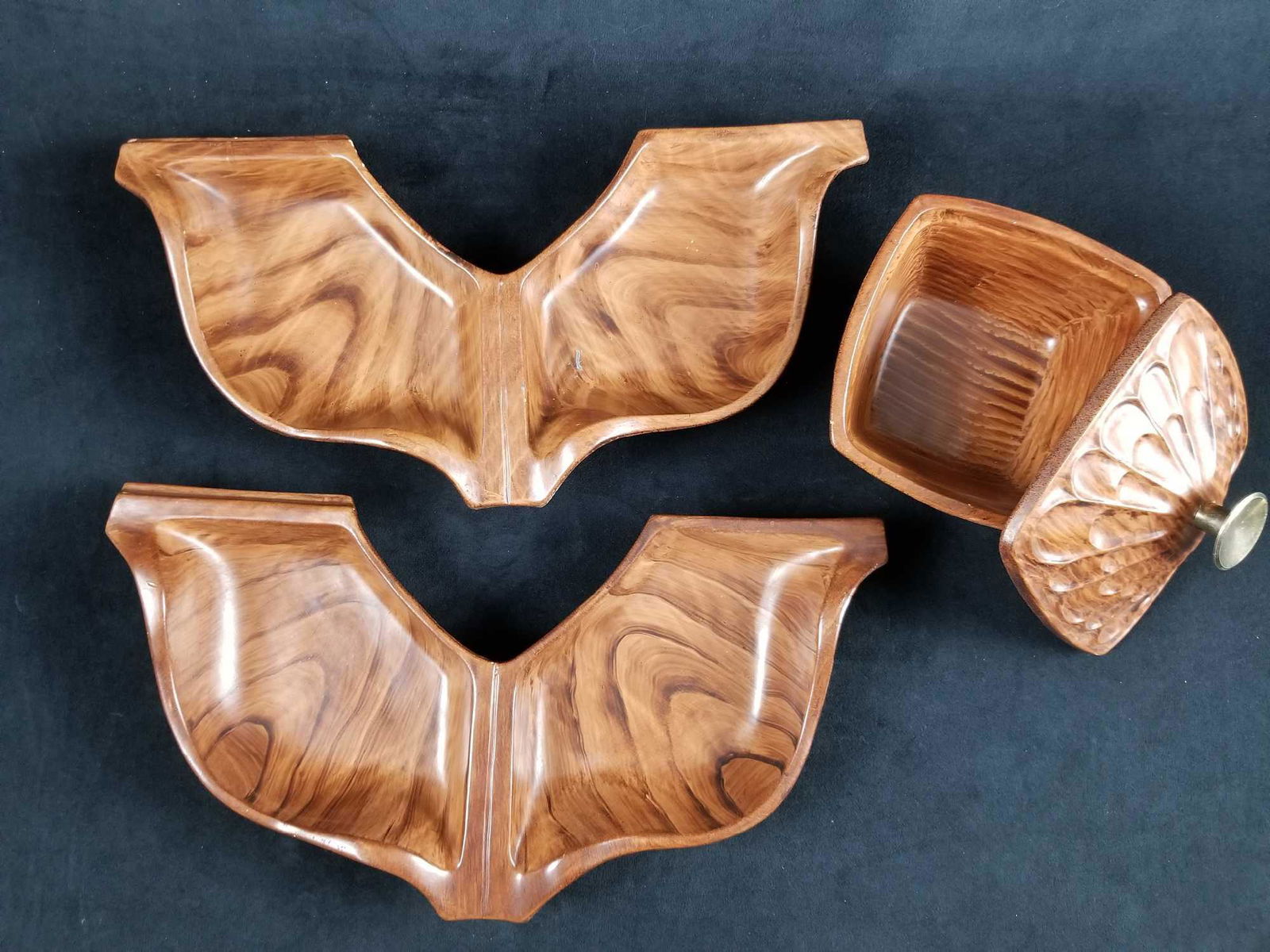 2 Cal Origin USA Pottery Wood Finish Mid Century (1 of 8)