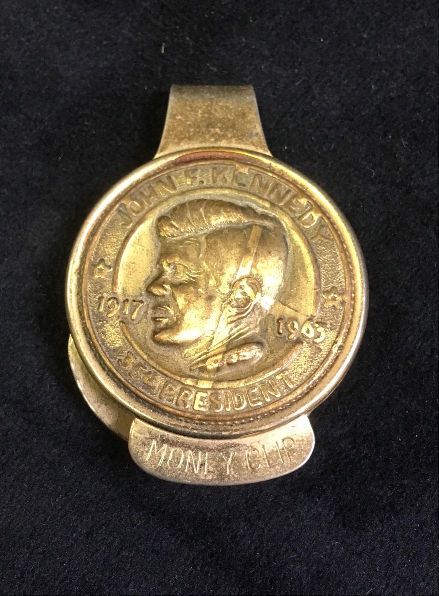 Vintage JFK John F Kennedy Brass Money Clip (1 of 4)