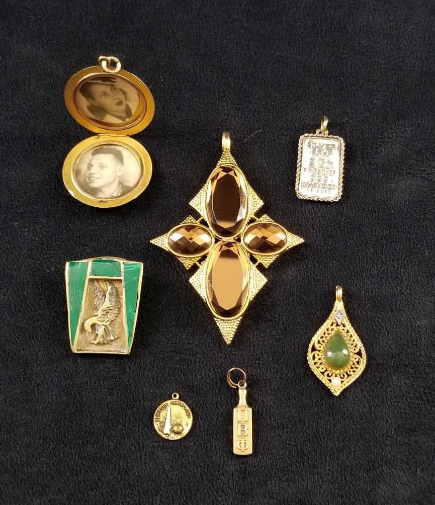 Silver And Gold Tone Art Nouveau Pendents (1 of 9)