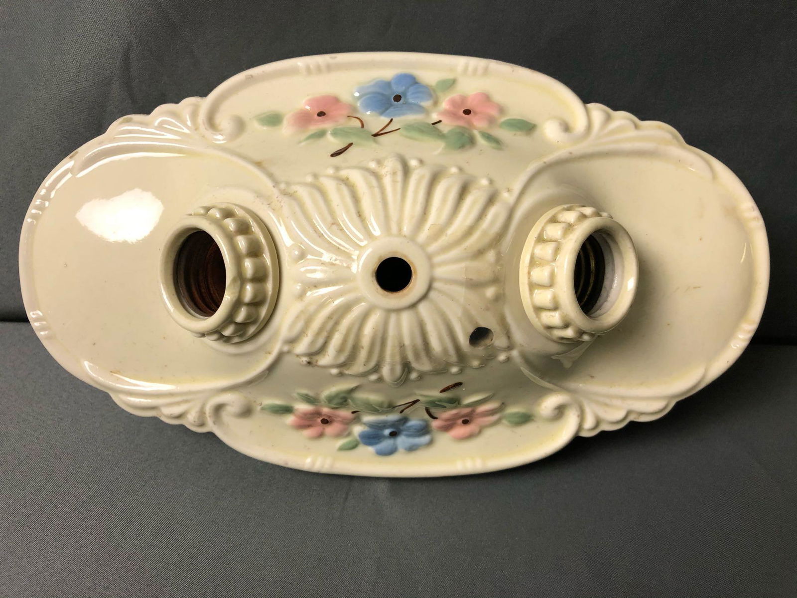 Antique Art Deco Porcelain Hand Painted Flowers Double (1 of 6)