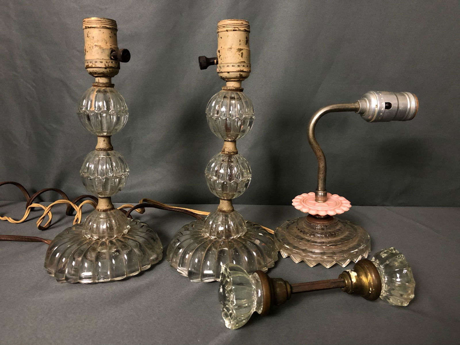 Vintage - Antique Lot Of Lead Crystal Glass Table Lamps (1 of 7)