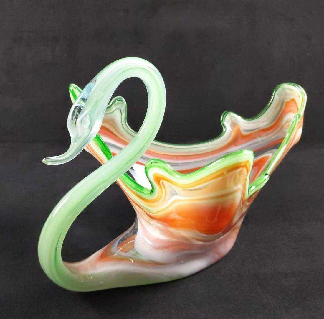 Vintage Hand Blown Sooner Slag Glass Swan Bowl (1 of 7)