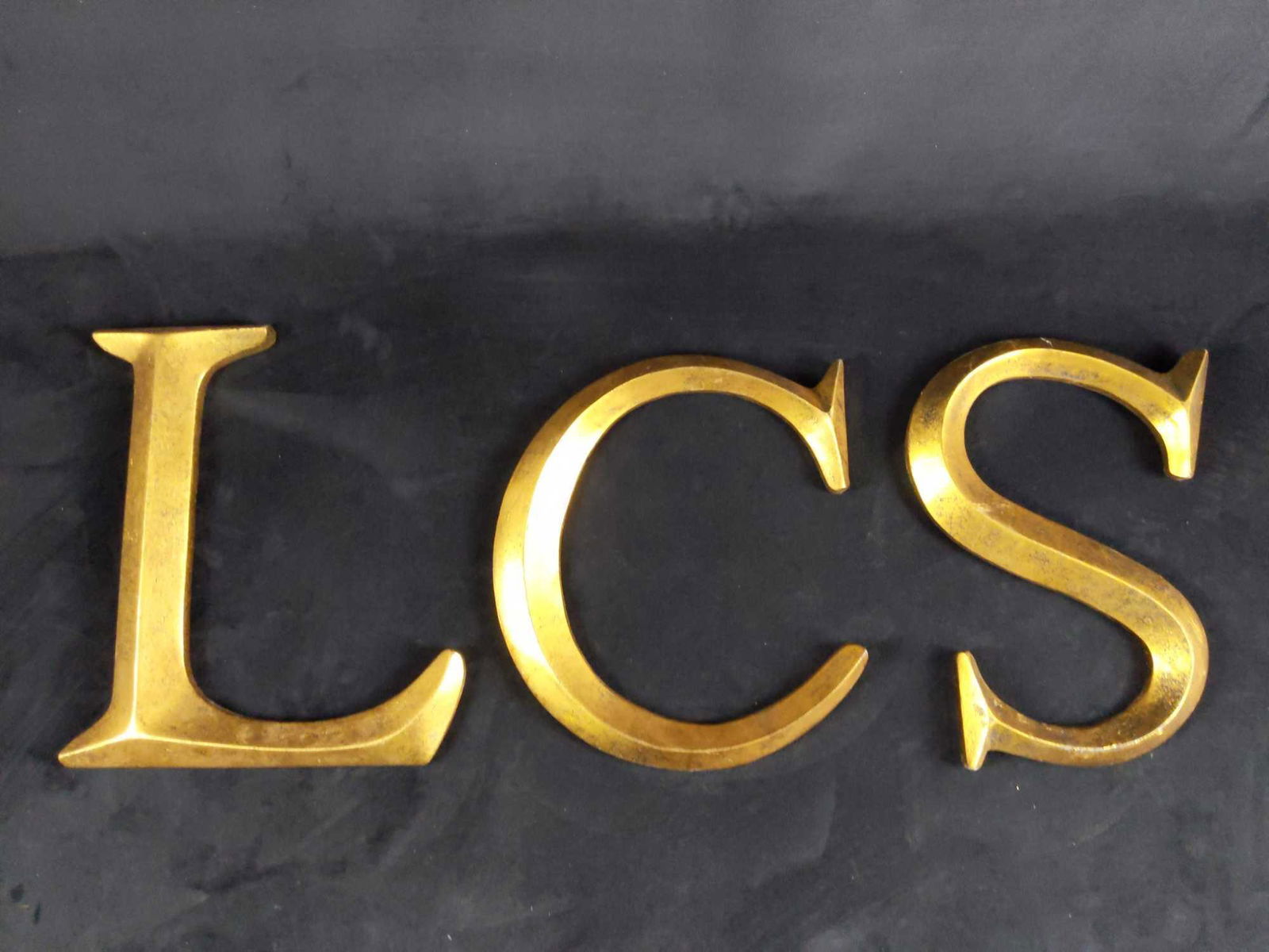 Large Gold Colored Resin Letters L C S Wall Decor (1 of 5)