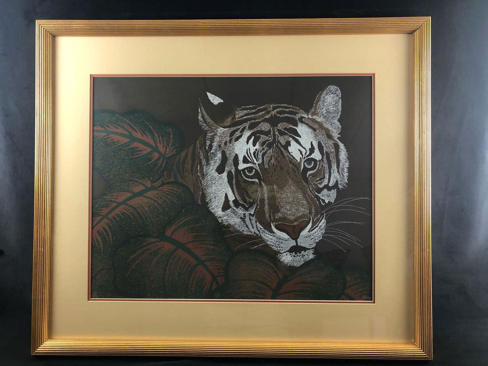 Vintage Numbered Sighed Bengal Tiger Print Framed & (1 of 6)
