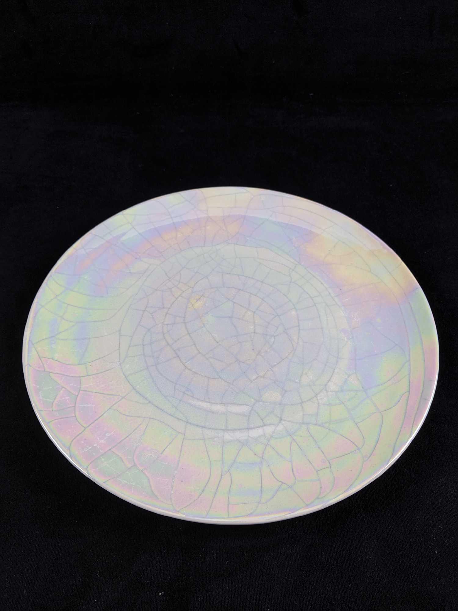 White Iridescent Decorative Round 10 inch Tray (1 of 5)