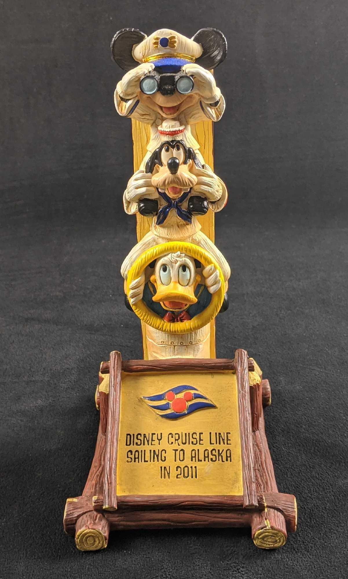 Rare Disney Cruise Line Totem Poll Statue: Special Disney Cruise Line 2010 Totem Poll made to announce they would be sailing to Alaska in 2011. Statue is hand painted and made of resin. Comes in original box. Original box is approx 10" x 5" 6"