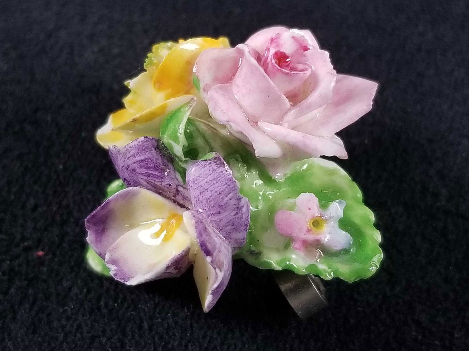 Vintage Floral Coalport England Porcelain Brooch (1 of 5)