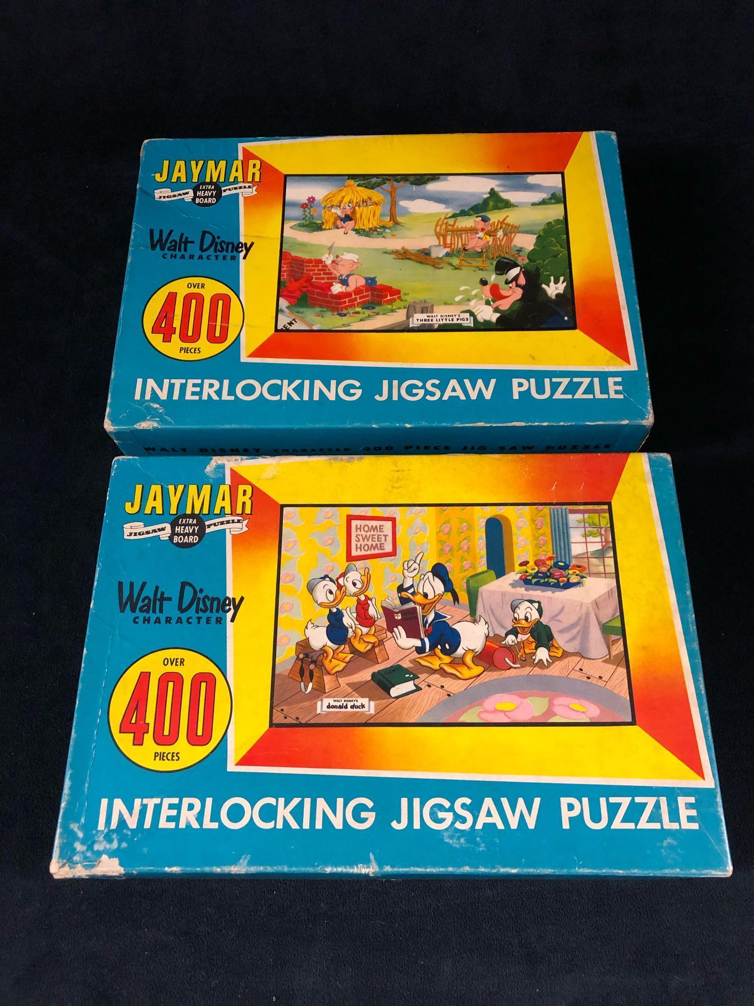 Vintage Lot Of 2 400 pc 1960's Jamar Disney Complete: Vintage Lot Of 2 400 pc 1960's Jamar Disney Complete Donald & Big Bad Wolf Jigsaw puzzles . Complete Puzzles and original boxes in great condition for there age.
