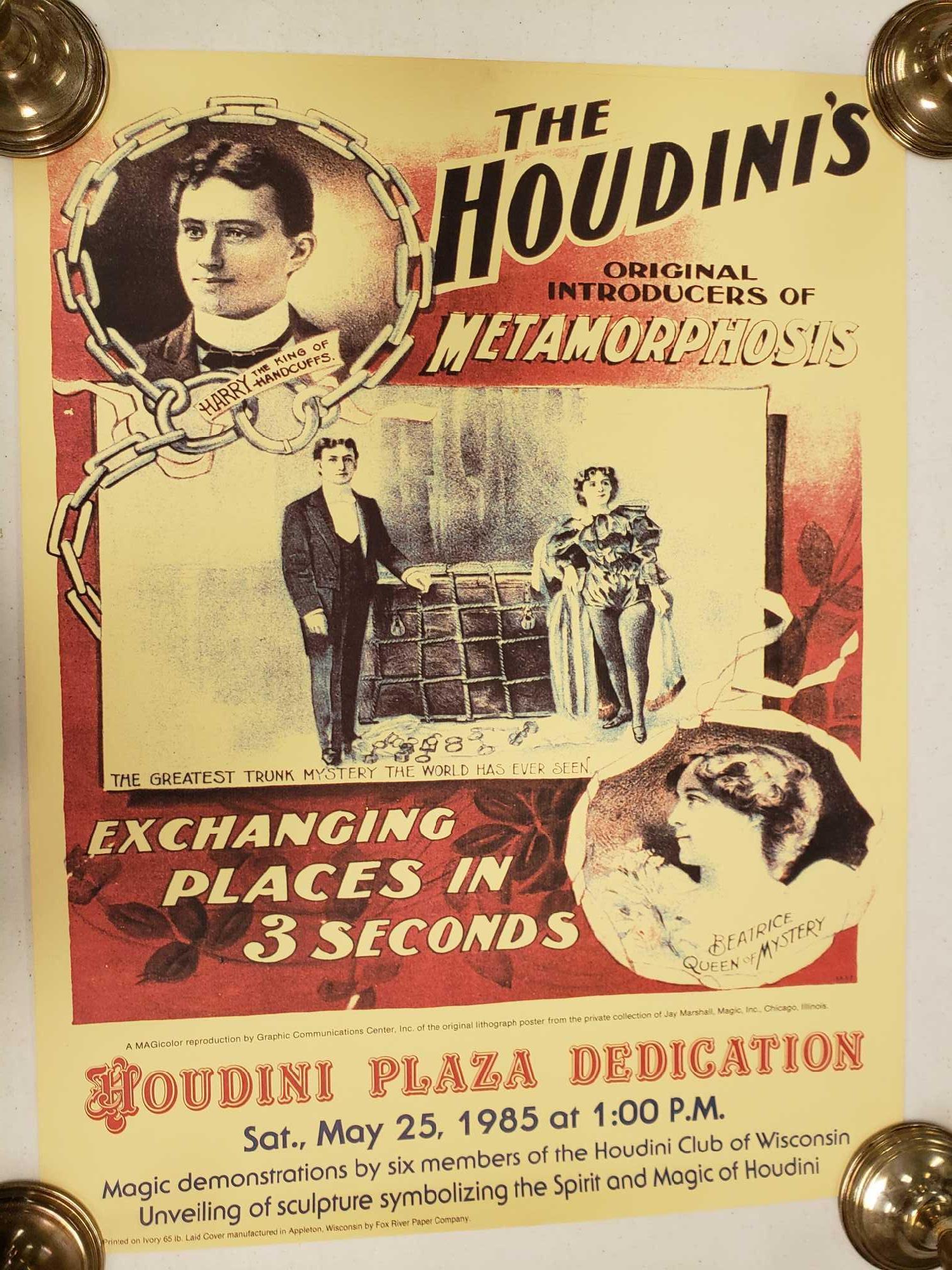 Houdini's Original Introducers of Metamorphosis Poster (1 of 3)