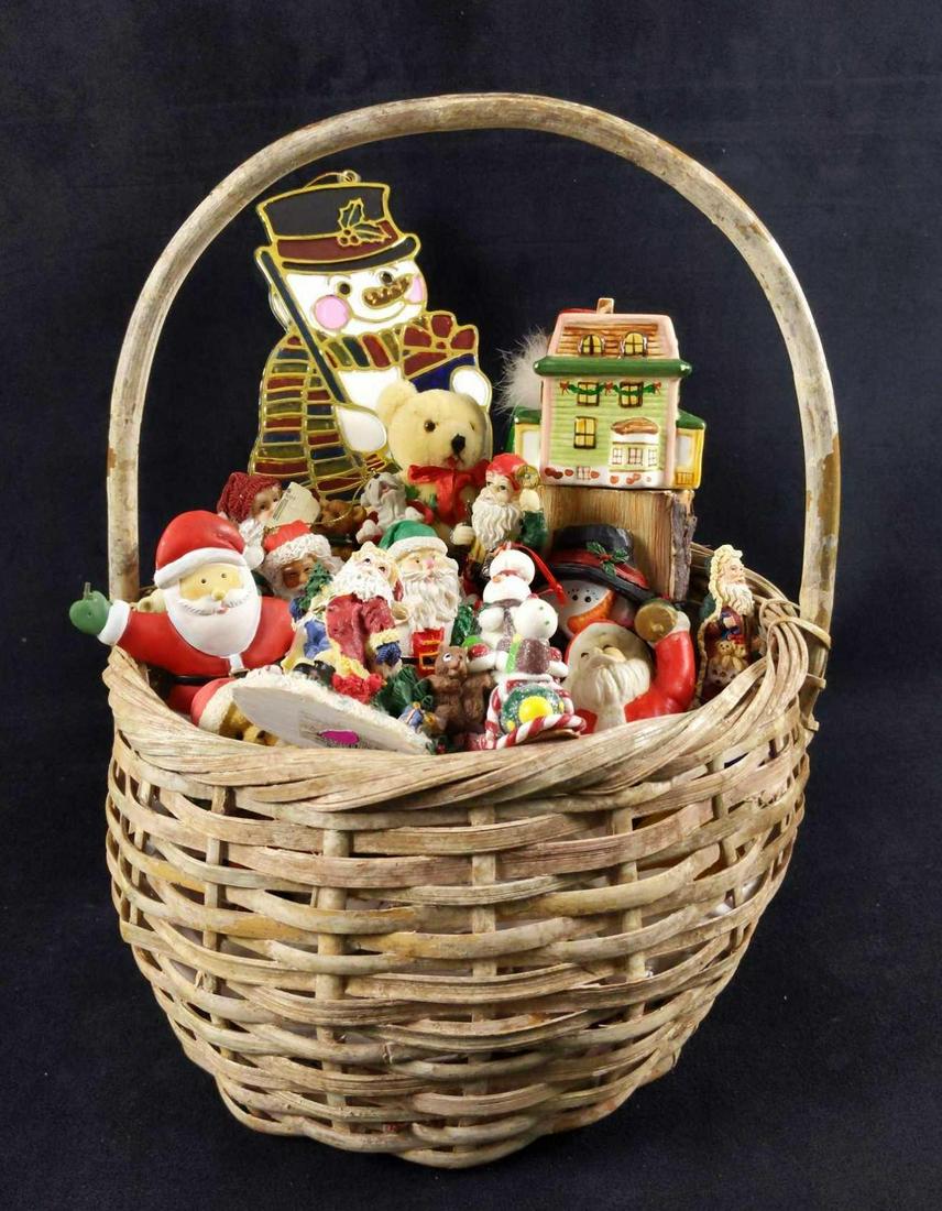 Festive Basket Of Twenty Christmas Decorations: This festive basket of Christmas decorations will give you more 'Ho Ho Ho' for less of your 'dough ho ho.' This holiday collection will make festooning your home for Christmas even easier than before!