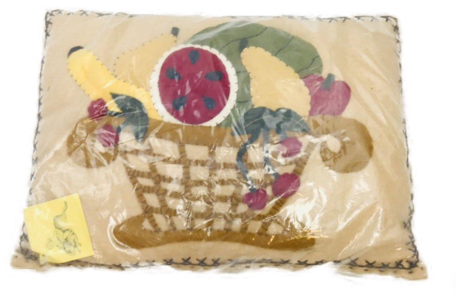 Hand Sewn Harvest Basket Throw Pillow;: Hand Sewn Produce Basket Throw Pillow by Bethany Lowe; This lovely throw pillow is made of felt and matches every season year round. It features a variety of fruits and vegetables in a basket, which g