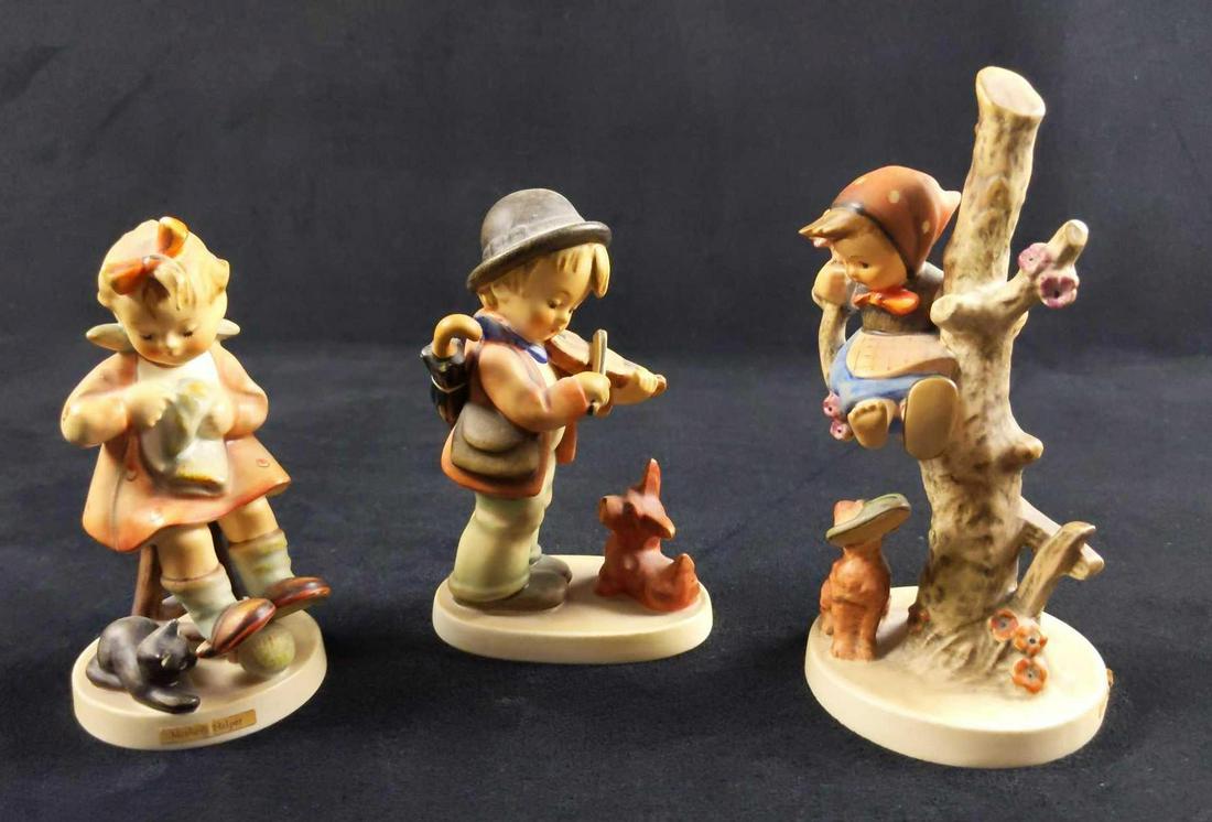 Hummel Figurines Out Of Danger Puppy Love Mothers: Here is a lot of two Goebel Hummel Figurines made in West Germany during the '60s/70's. TMK-4. Hand-painted porous earthenware. This lot includes: (1) Out Of Danger. 56/B: Is approx 3" x 6 1/2". Stick