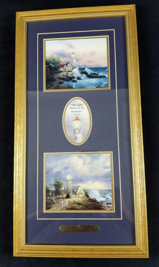Thomas Kinkade Hope Dual Framed Print With COA: Thomas Kinkade "Hope" Lighthouse accent prints framed with COA measures 10" x 19". A beautiful accent to any home or office decor or for the collector of fine art prints. Framed art is in good. used c