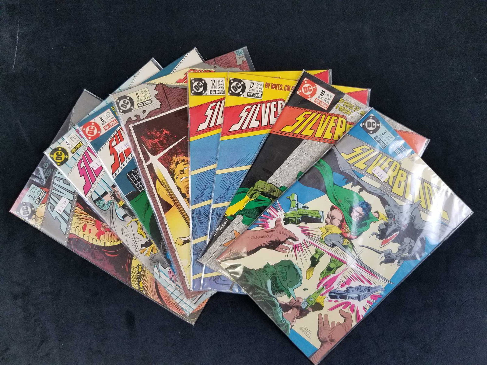 Silverblade Comics: This lot of Silverblade comics are in like new condition with no known rips, tares or missing pages. Each comic comes in its own protective plastic sleeve. This lot includes: "Silverblade No.5", "Silv