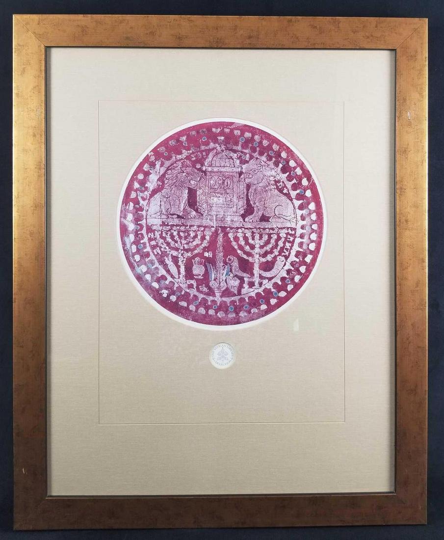 Gold Lions Paper Print From The Vatican Library Roman: The title of this piece is called " GoldLions" and it is an image that was colored altered to fushia based off of the "Gold Lions" roman art glass. The artist is unknown. The print was purchased from 