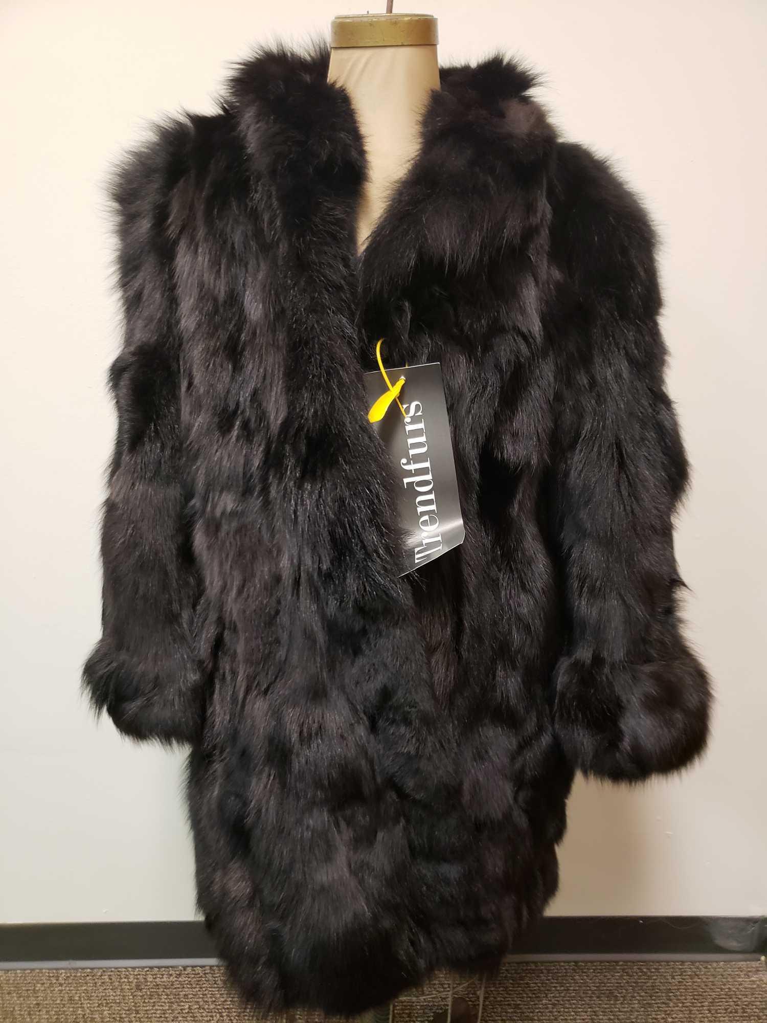 Trendfurs Black Button Up Fox Fur Coat (1 of 7)
