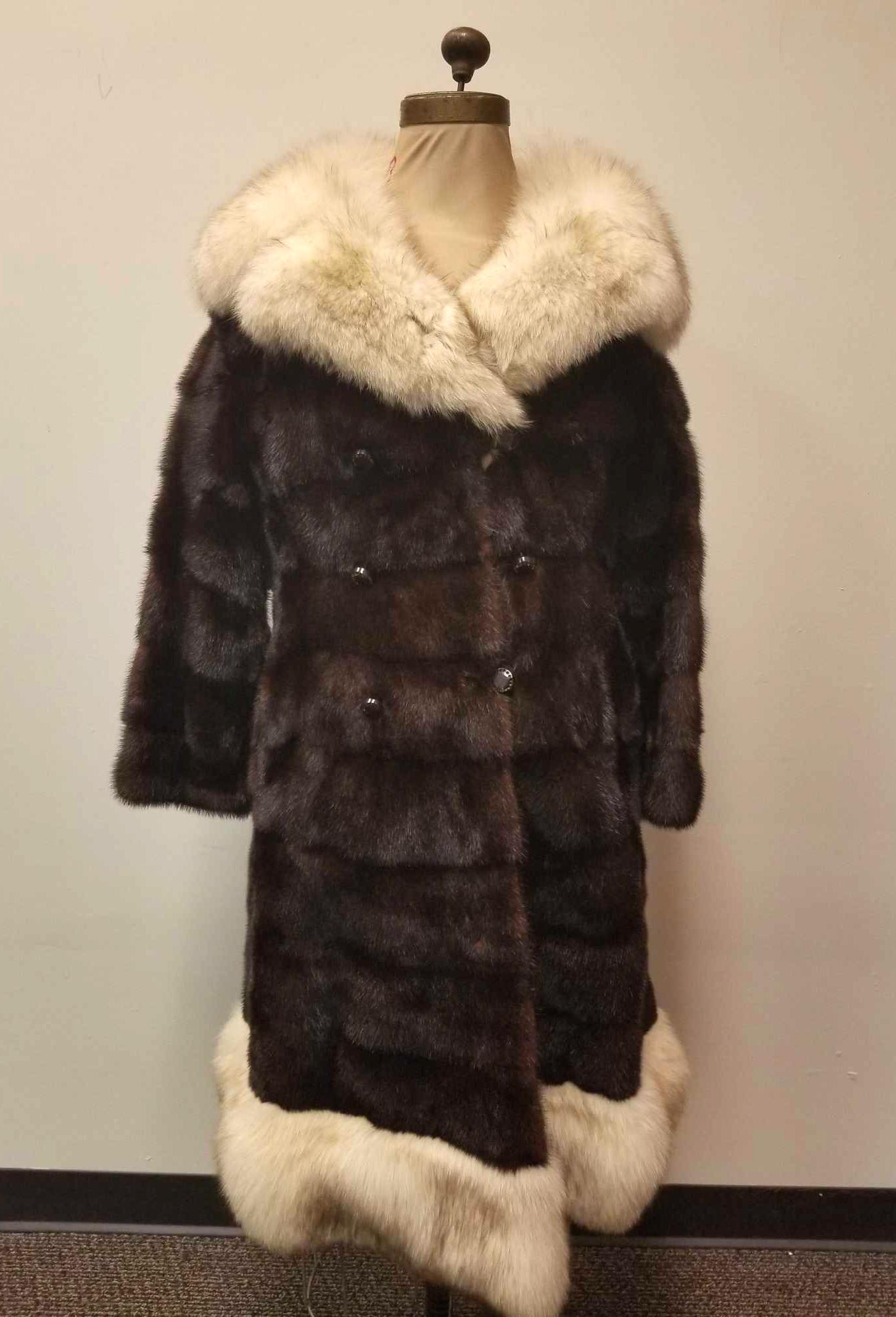 Full Length Brown Mink with Artic Fox Collar and Trim (1 of 10)
