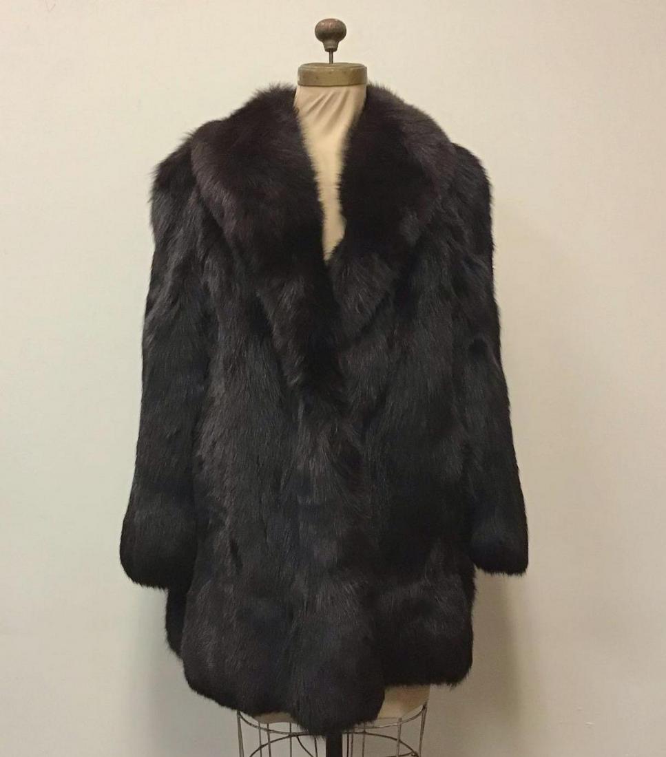 Black Fox Fur Coat Jacket Vintage Fashion (1 of 6)
